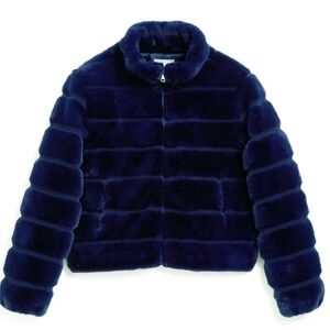 Girls' Plush Navy Faux Fur Jacket